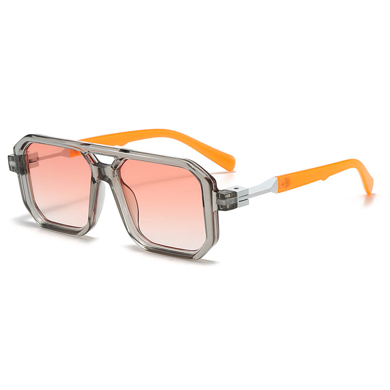 Retro Square Double-Bridge Sunglasses for Men