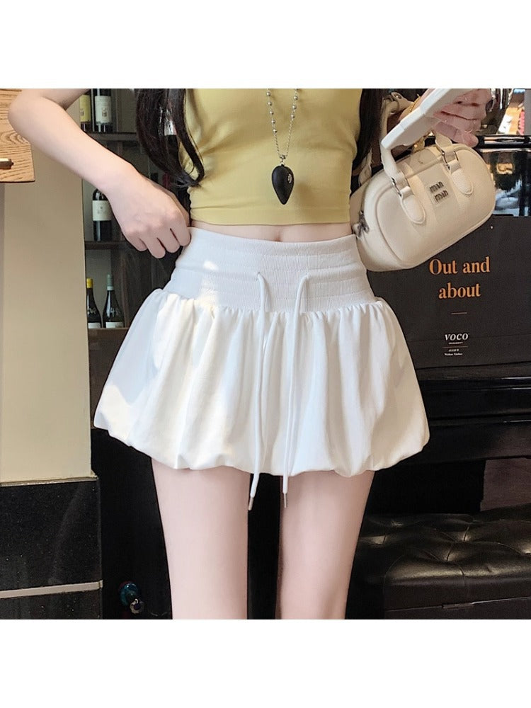 Women's High-Waisted Bubble Mini Skirt with Flared Silhouette