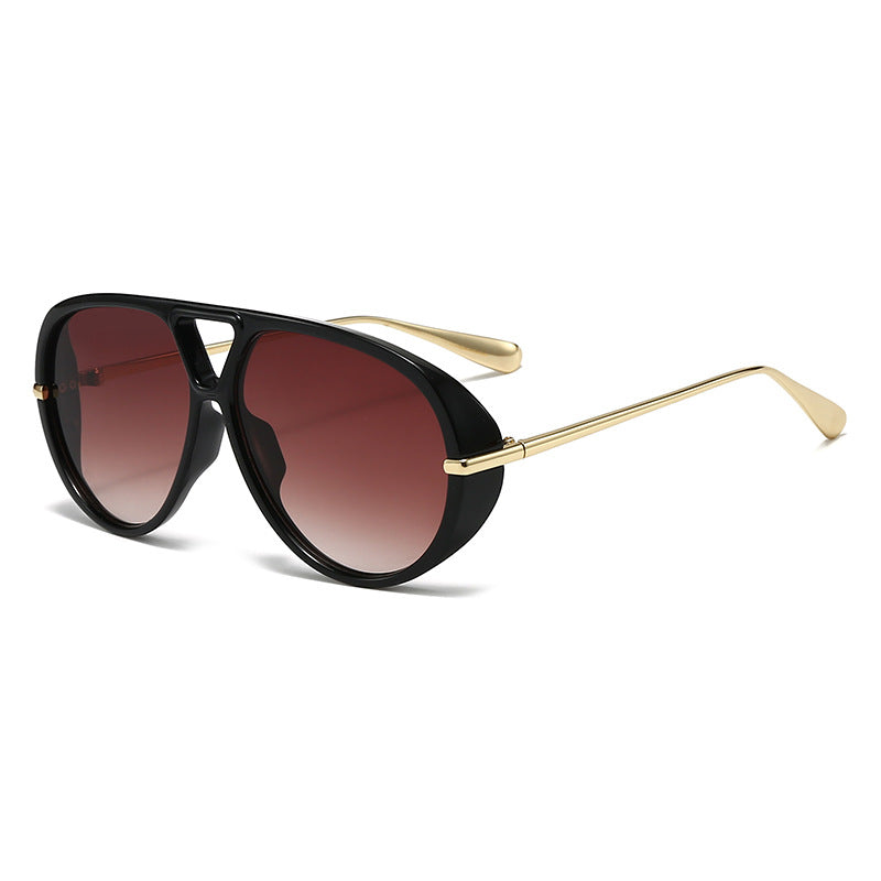 Metal Aviator Double-Bridge Sunglasses with Large Pilot Frame