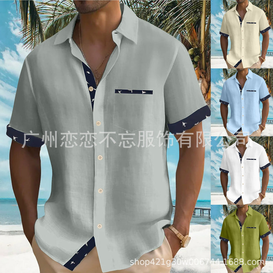 Men's Tropical Bird Print Short Sleeve Resort Shirt