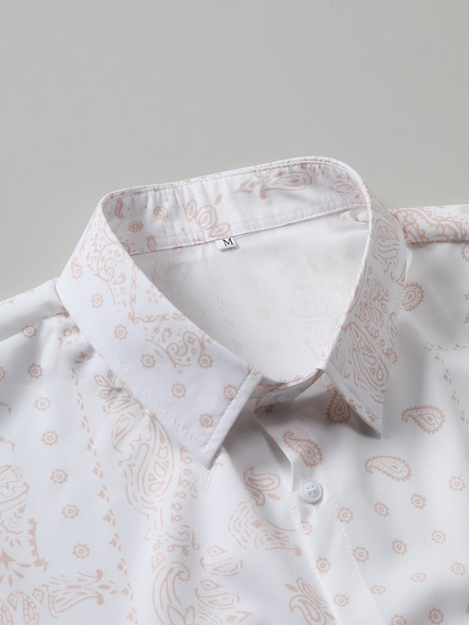 Men's Paisley Print Short Sleeve Casual Shirt
