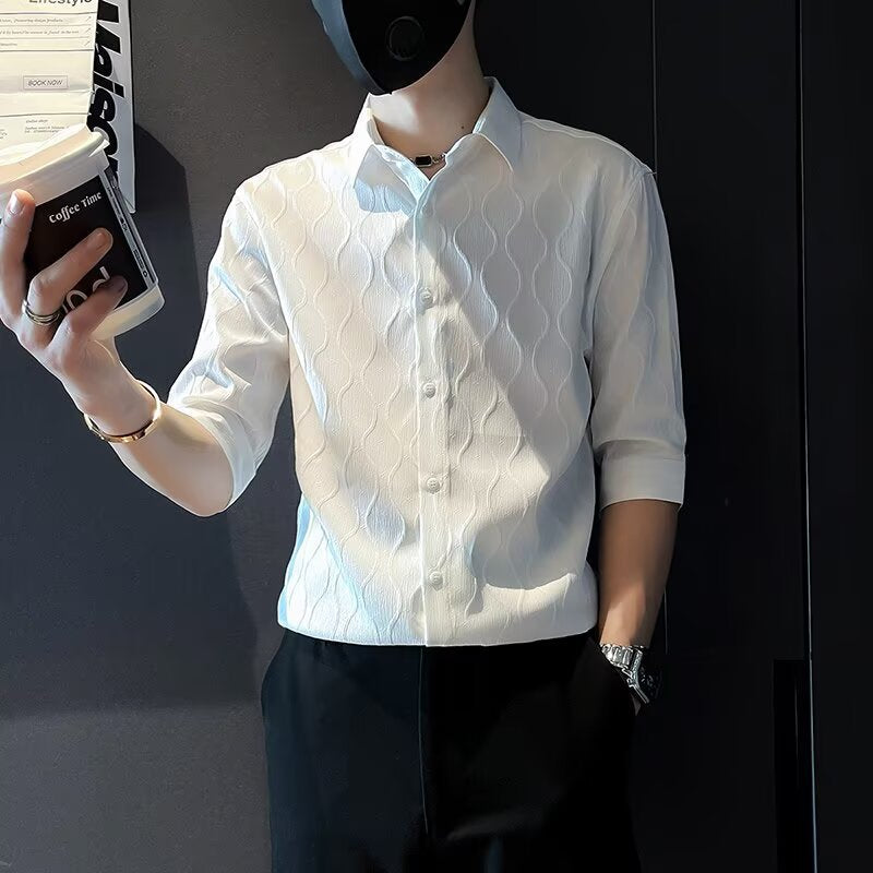 Men's Retro Short Sleeve Utility Collared Shirt