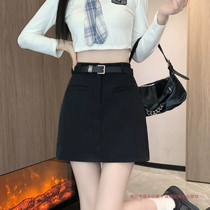 Women's High-Waisted A-Line Mini Skirt with Belt Option