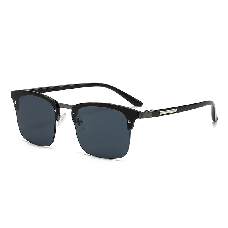 Men's Fashion Half-Frame Sunglasses with Modern Sunshade Design