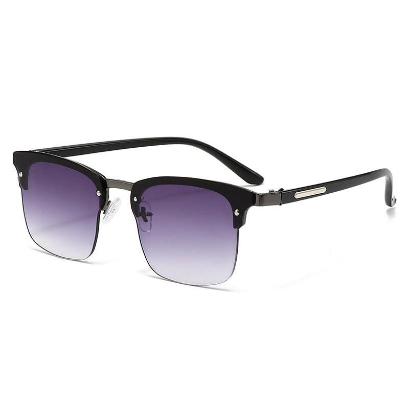Men's Fashion Half-Frame Sunglasses with Modern Sunshade Design