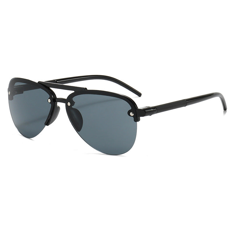 Men's Double-Bridge Aviator Half-Frame Fashion Sunglasses