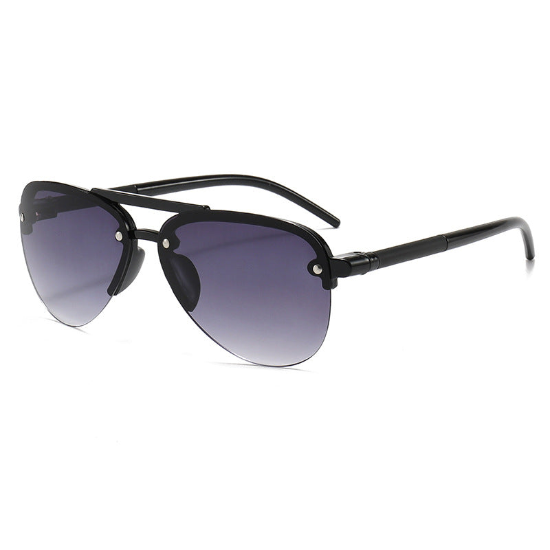 Men's Double-Bridge Aviator Half-Frame Fashion Sunglasses