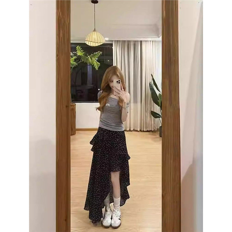 Women's High-Waisted Printed Split Midi Skirt