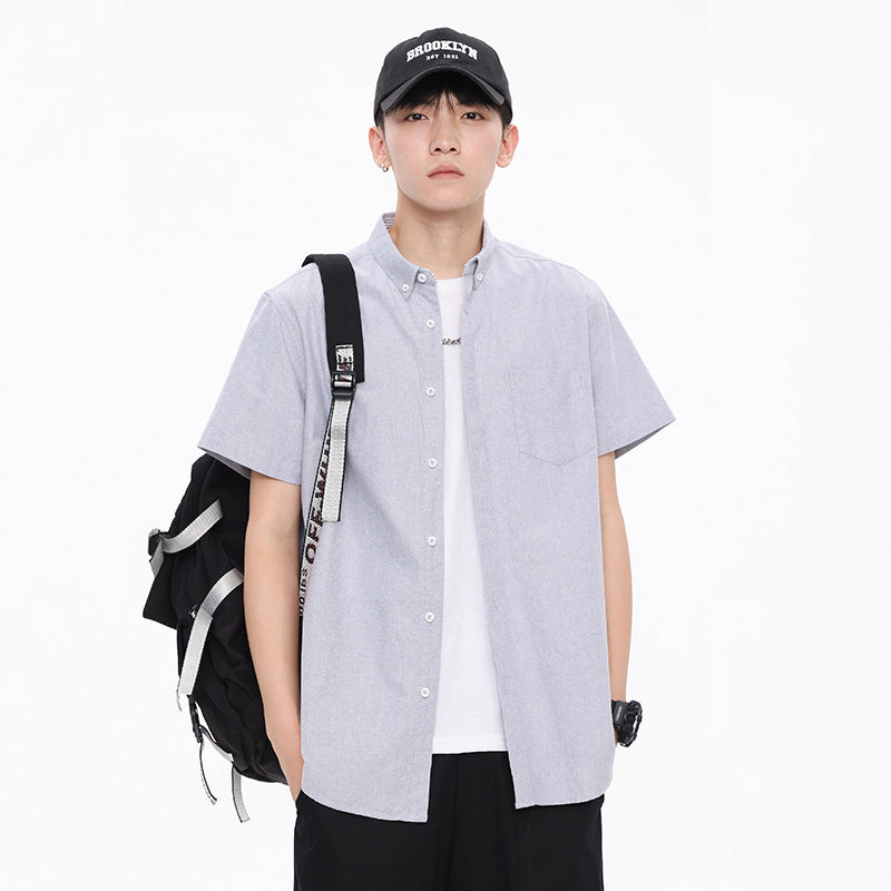 Men's Oxford Striped Short Sleeve Shirt with Casual Style