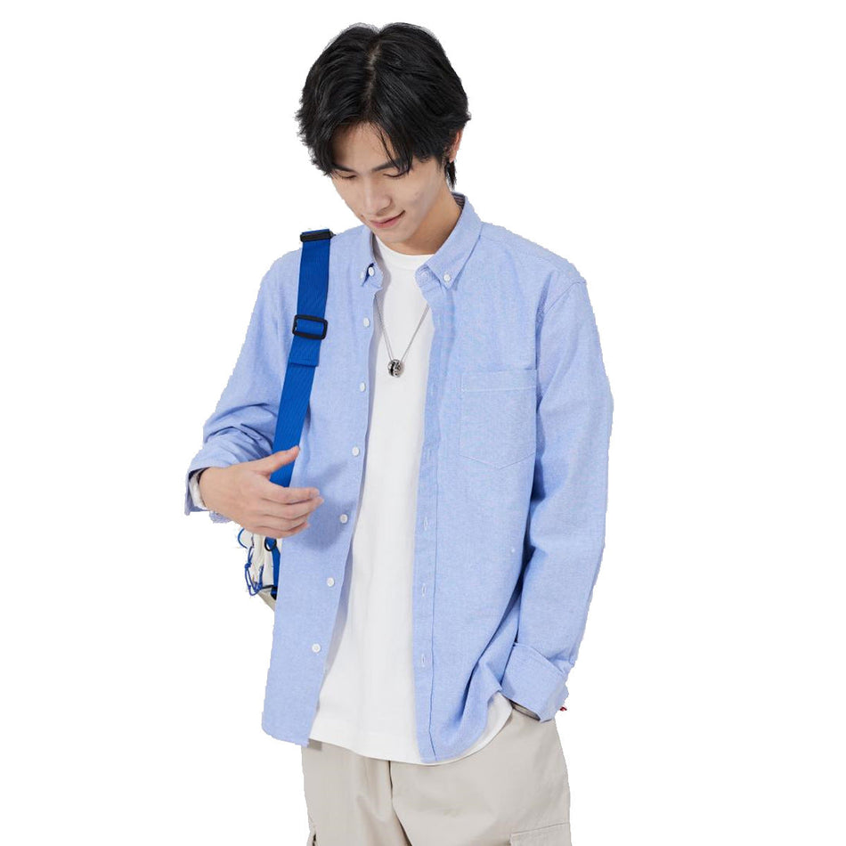 Men's Oxford Cotton Long Sleeve Shirt Jacket Casual Style