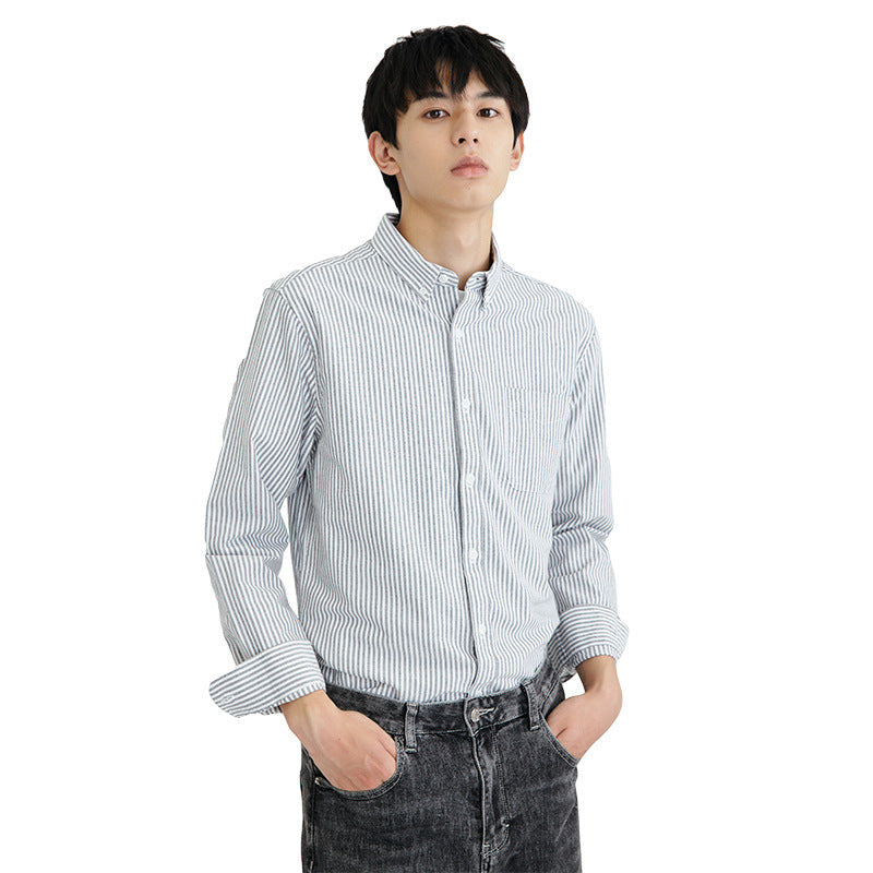 Men's Pure Cotton Oxford Striped Long Sleeve Shirt