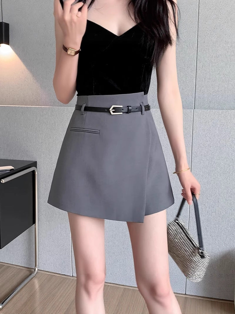 Women's High-Waisted A-Line Skort Casual Mini Shorts