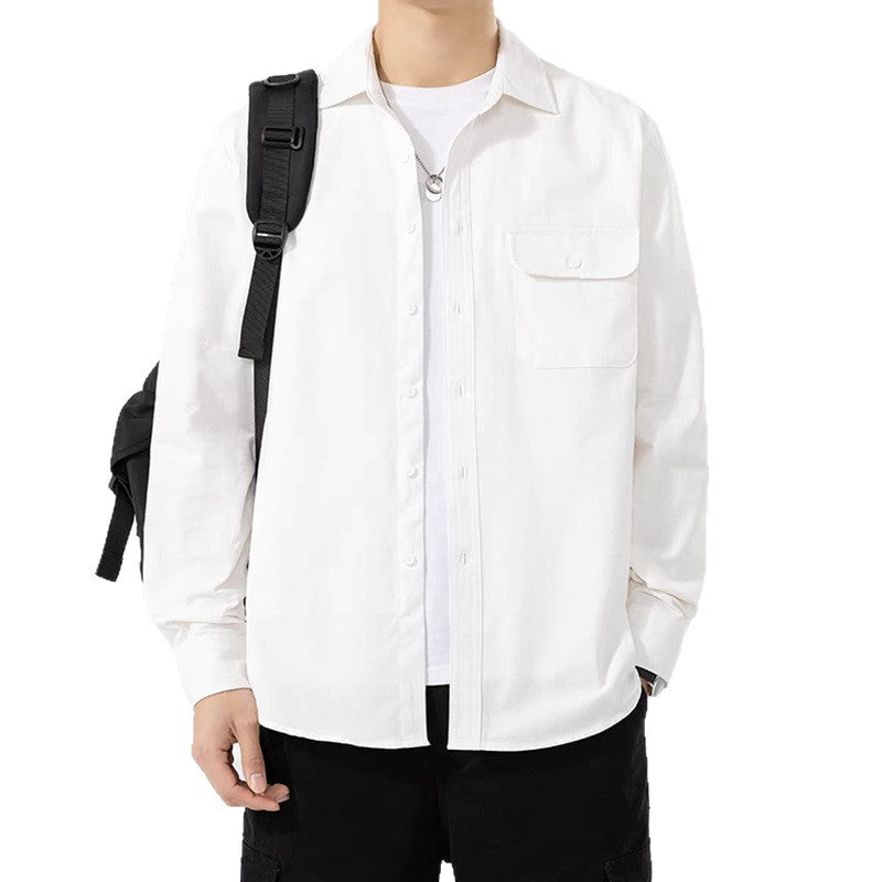 Men's Pure Cotton Long Sleeve Pocket Shirt Jacket
