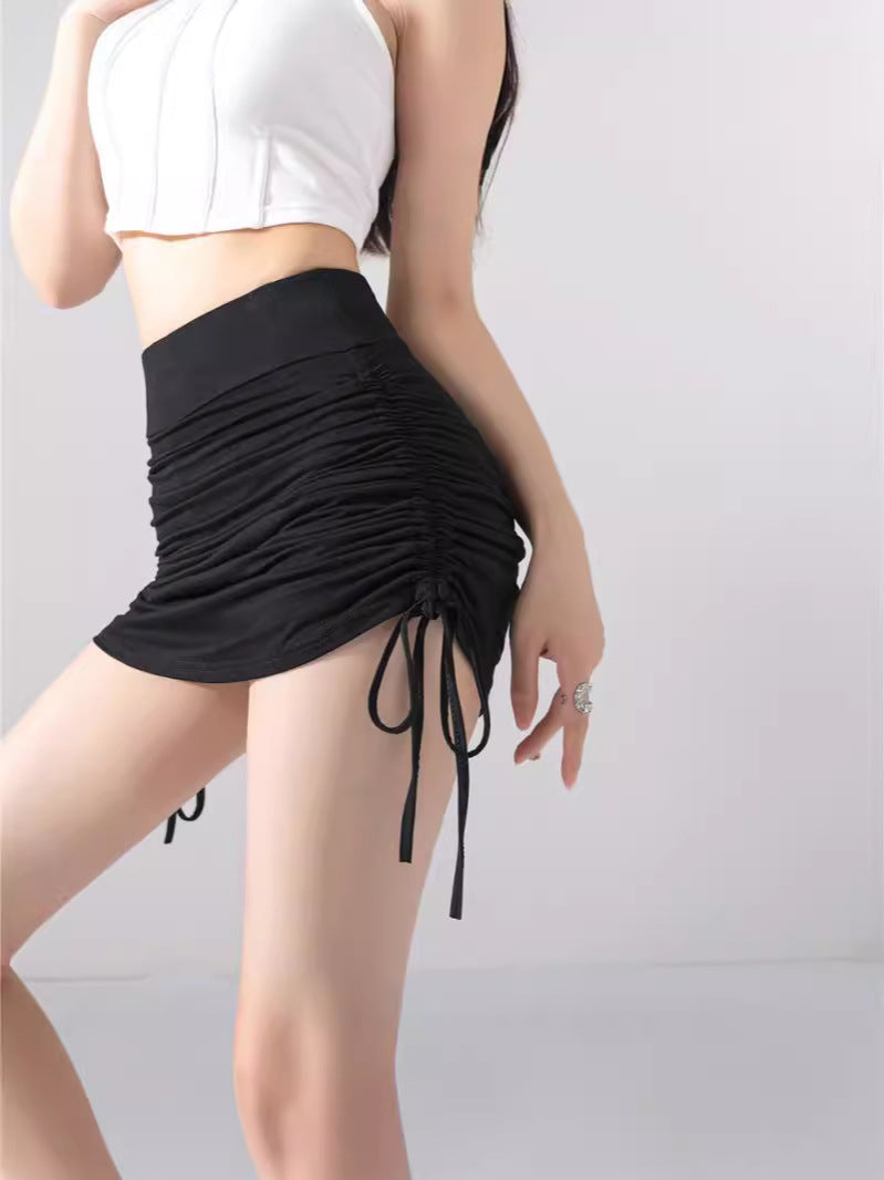 Women's High-Waisted Adjustable Drawstring A-Line Mini Skirt
