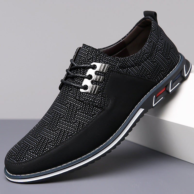 Men's Large Size Leather Lace-Up Casual Shoes