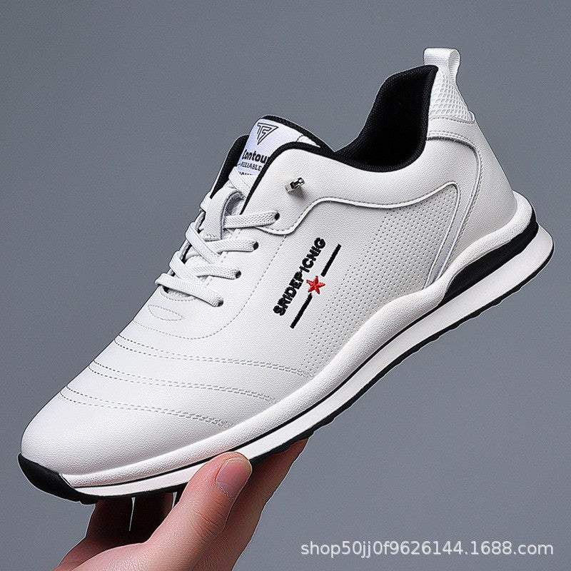 Men's Genuine Leather White Casual Sports Shoes