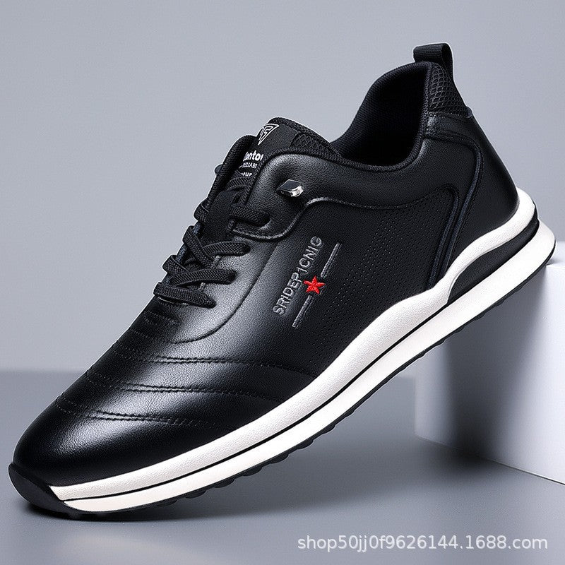 Men's Genuine Leather White Casual Sports Shoes