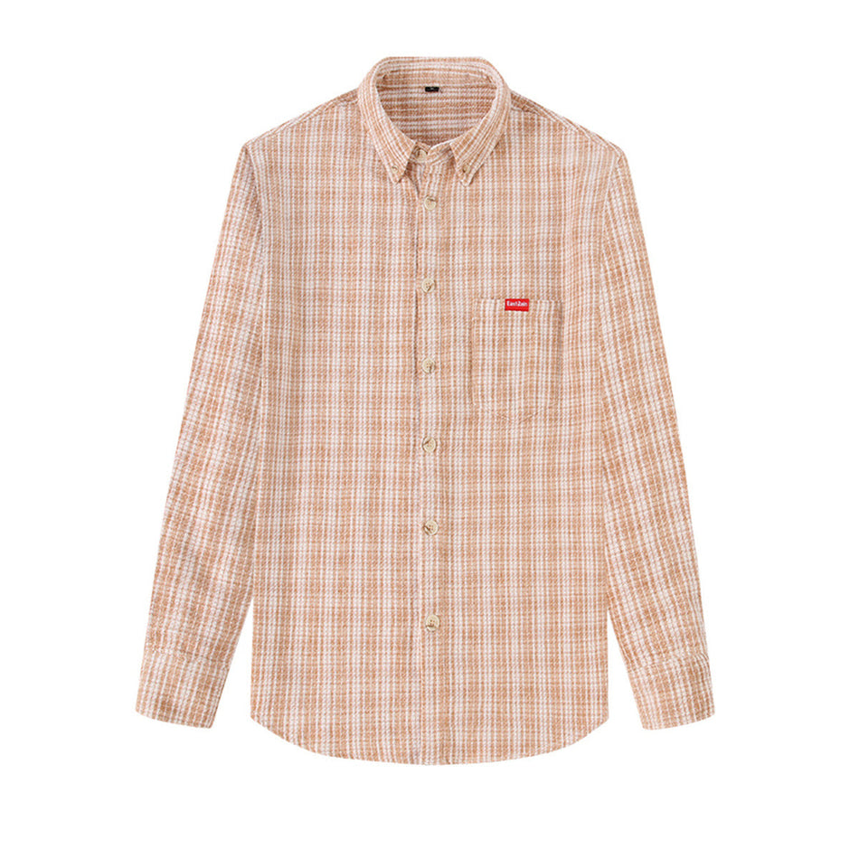 Men's Striped Chenille Long Sleeve Shirt with Pocket Detail