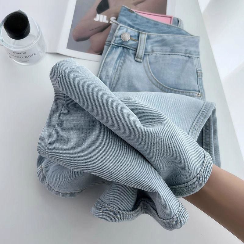 Women's High-Waisted Light Blue Wide Leg Denim Jeans