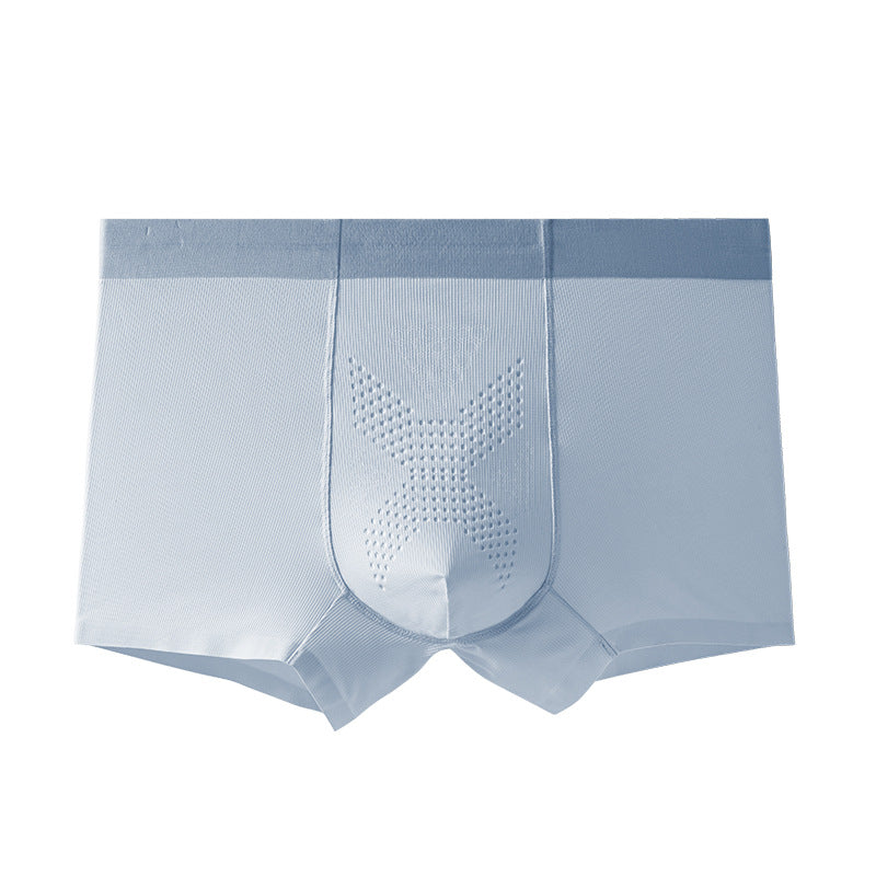 Men's Ice Silk Seamless Boxer Shorts with Massage Texture Design