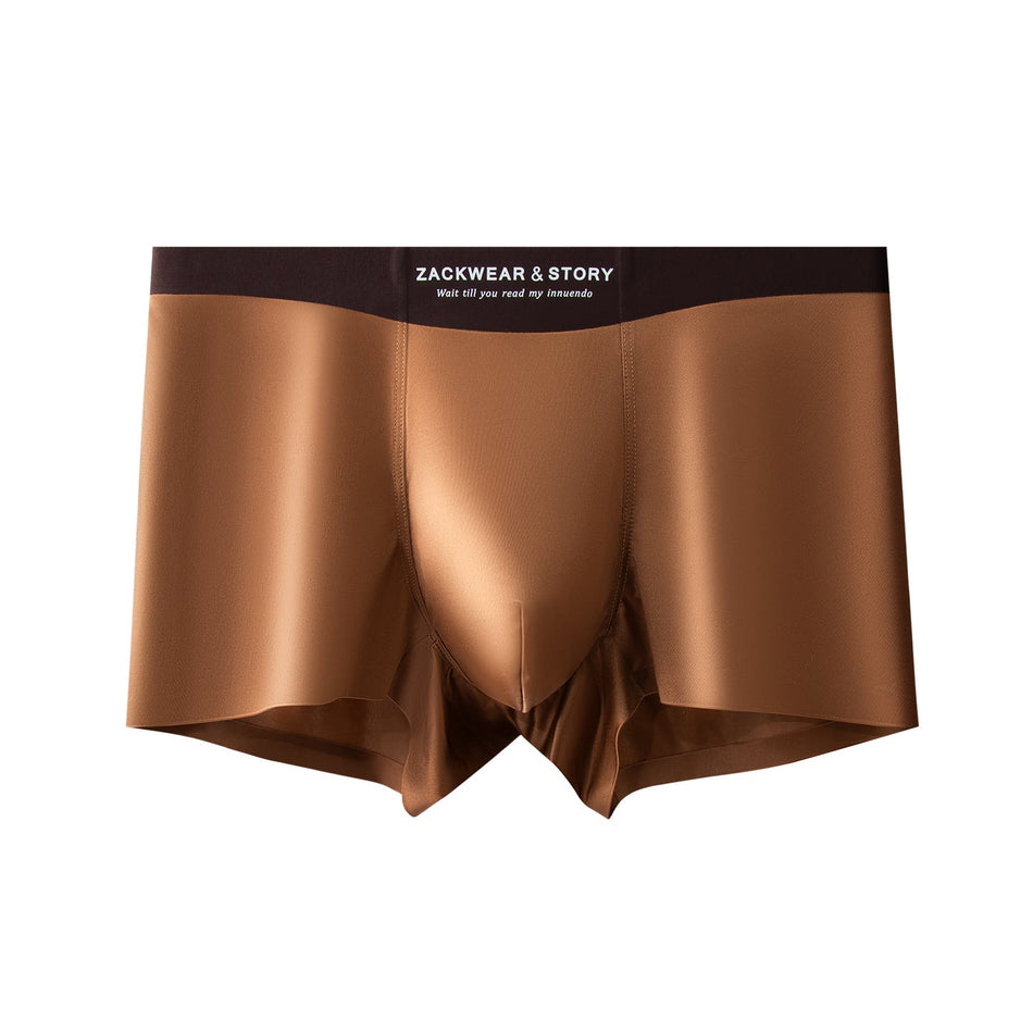 Men's Silk Satin Ice Silk Mid-Waist Boxer Briefs Soft Feel
