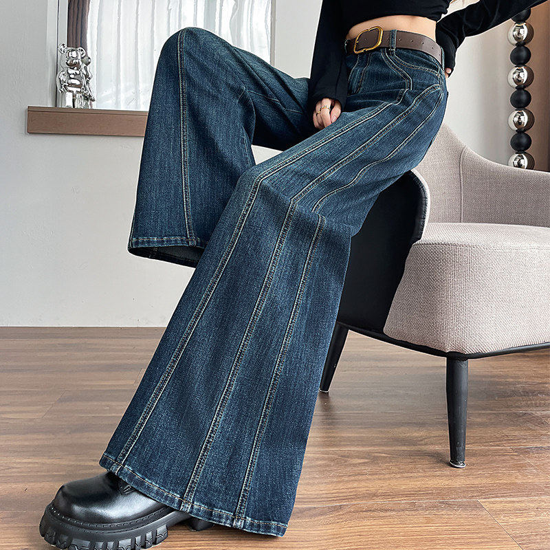 Women's High-Waisted Patchwork Wide Leg Flare Jeans