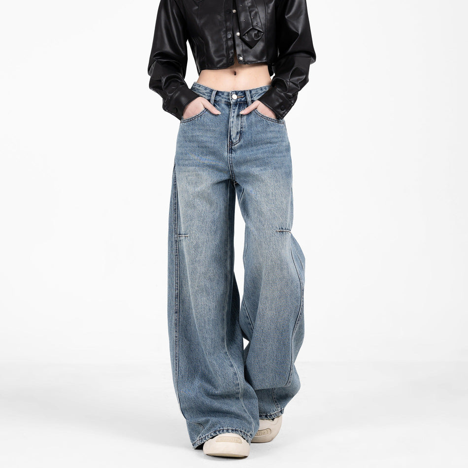 Women's High-Waisted Retro Wide Leg Ripped Jeans