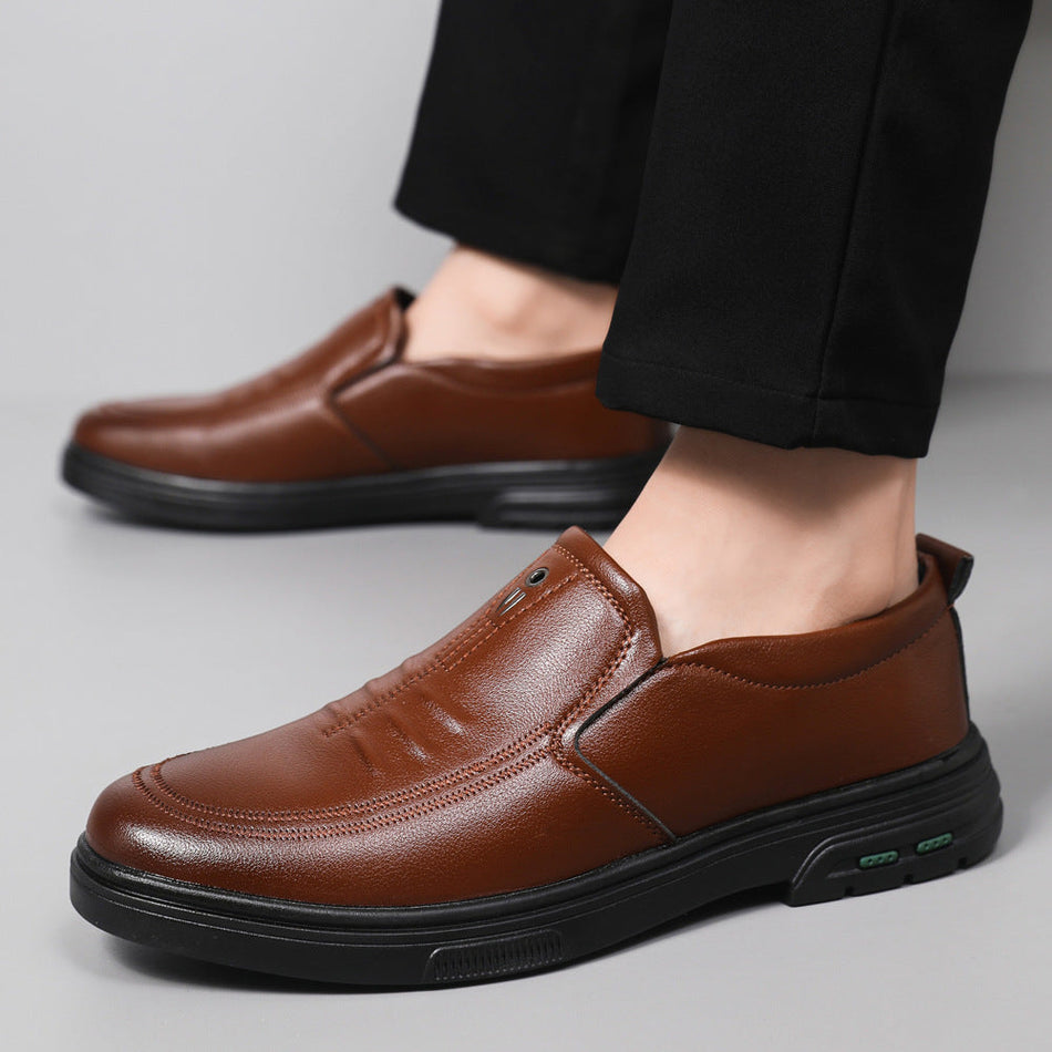 Men's Retro British Plaid Leather Casual Shoes
