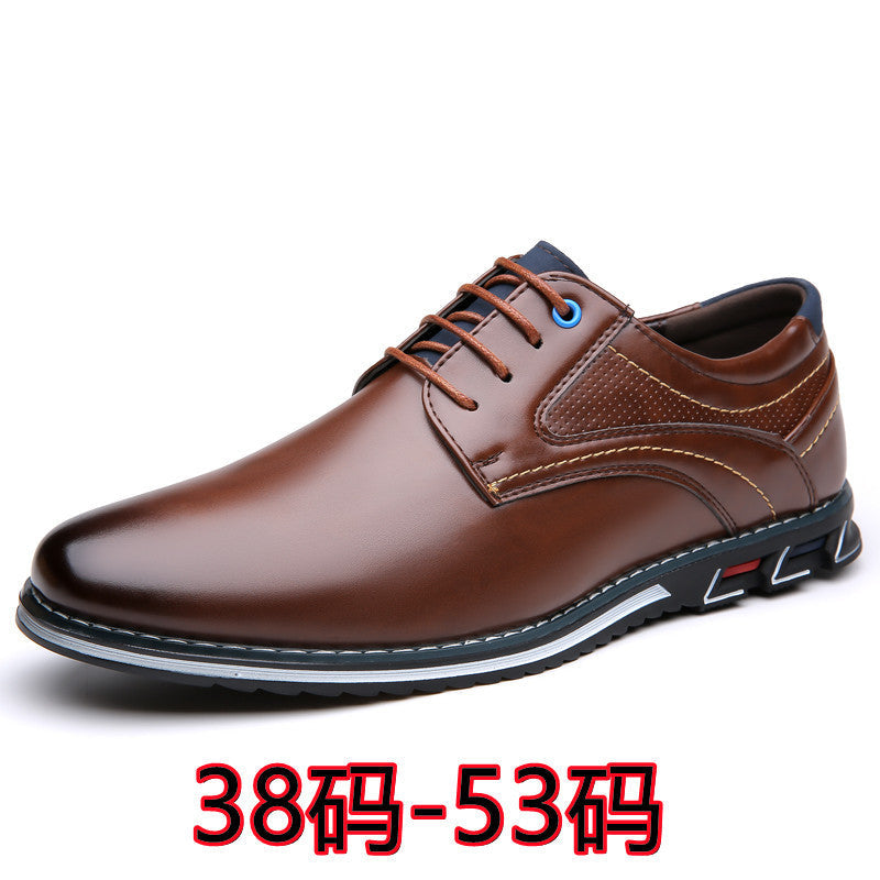 Men's Wide Fit Leather Lace-Up Casual Shoes