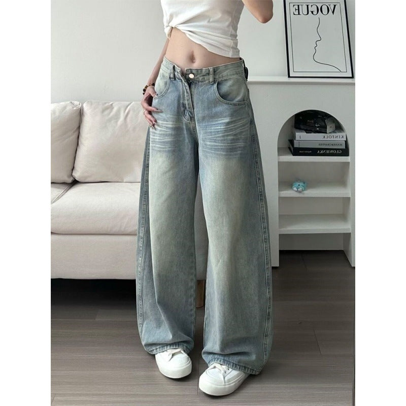 High Waist Embroidered Wide Leg Jeans for Women