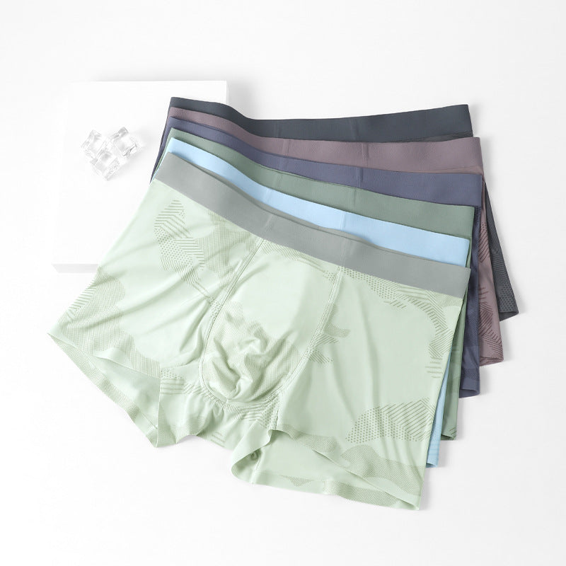 Men's Ice Silk Thin Mid-Waist Pure Color Boxer Briefs - Pack of 4