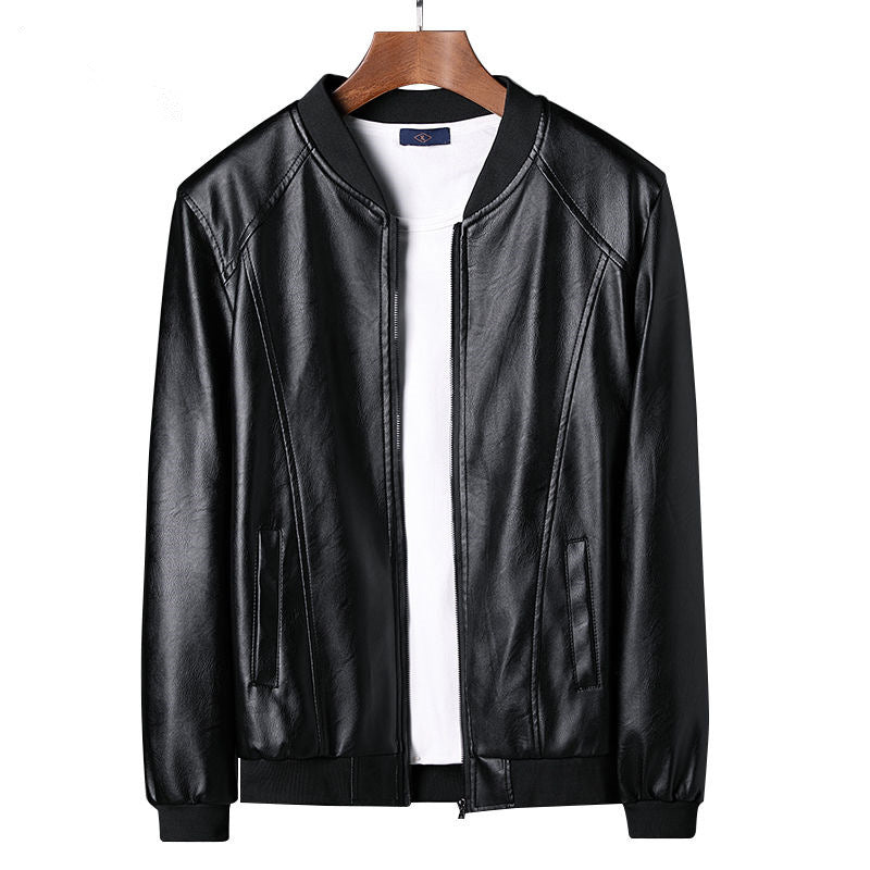 Men's PU Leather Baseball Collar Motorcycle Jacket
