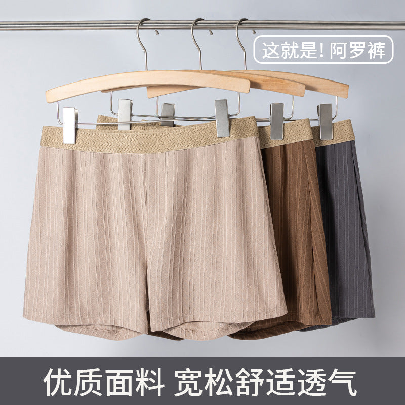 Men's Large Size Vertical Stripe Loose Boxer Shorts - Pack of 3