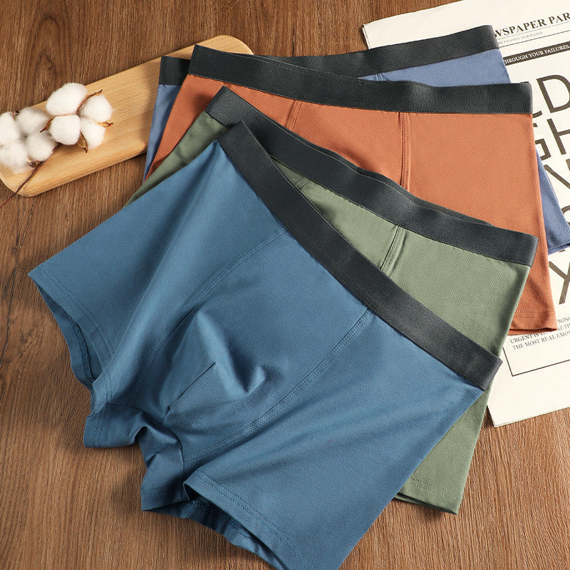 Men's High Elastic Pure Cotton Seamless Boxer Briefs - Pack of 5