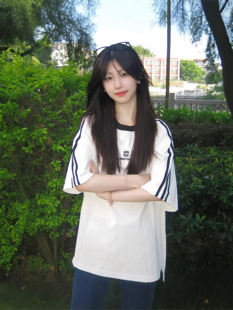 Women's Pure Cotton Graphic Loose Fit Raglan Sleeve T-Shirt
