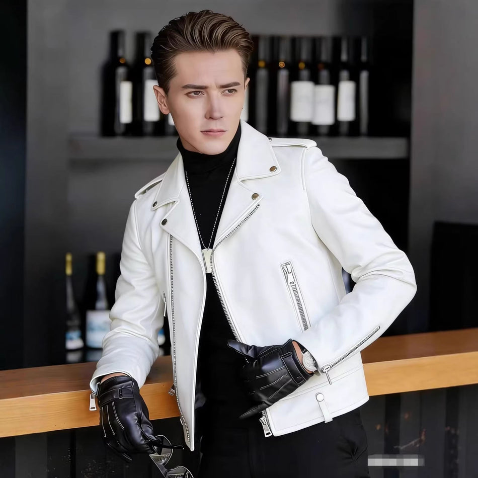 Men's Plus Size PU Leather Motorcycle Jacket