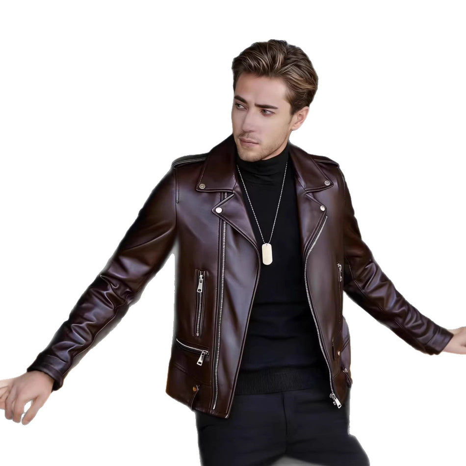 Men's Plus Size PU Leather Motorcycle Jacket