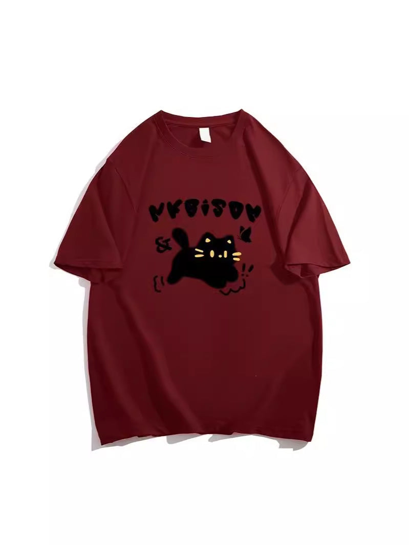 Women's Heavy Cotton Loose Fit Graphic Crew Neck T-Shirt