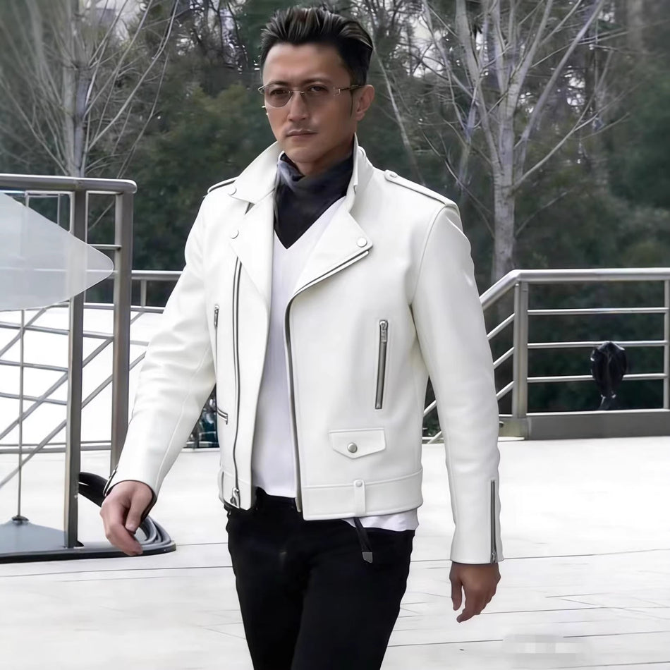 Men's Regular Fit PU Leather Jacket Plus Size Coat