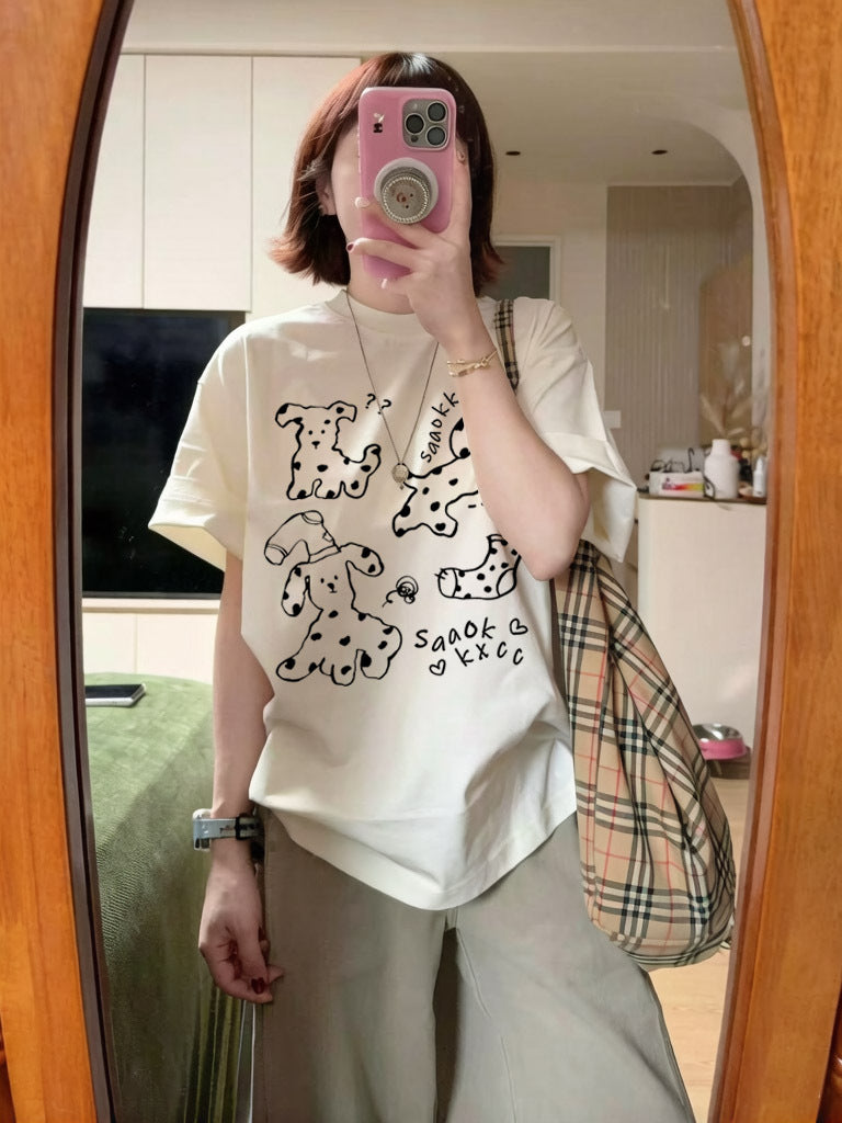 Women's Plus Size Cotton Loose Fit Graphic Short Sleeve T-Shirt