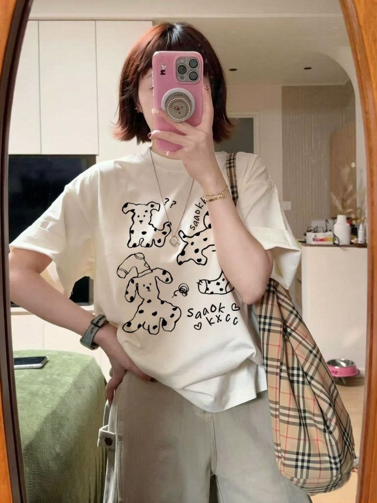 Women's Plus Size Cotton Loose Fit Graphic Short Sleeve T-Shirt