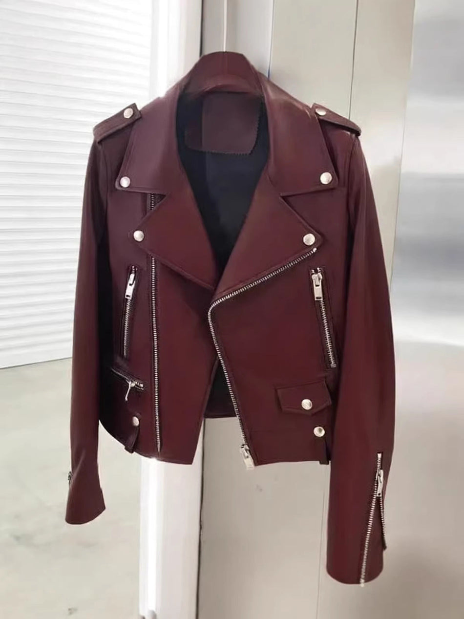 Men's Slim Fit PU Leather Motorcycle Jacket