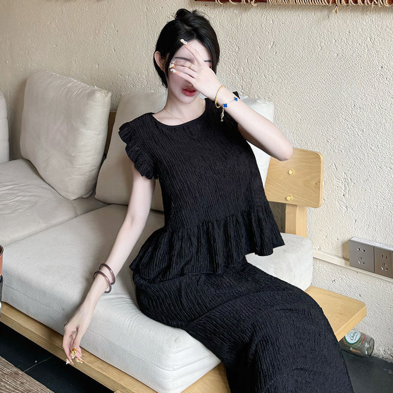 Women's Lace Patchwork Sleeveless Top and Skirt Two-Piece Set