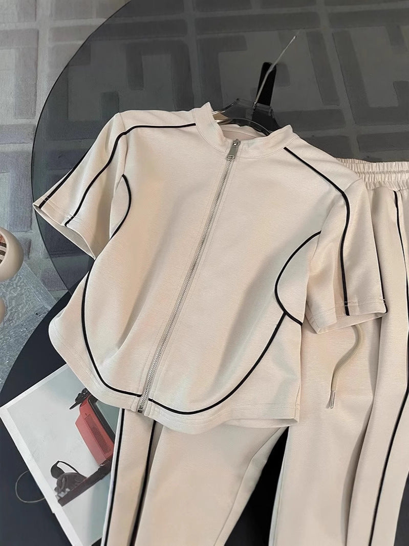 Women's Casual Wide-Leg Pants and Printed Two-Piece Set