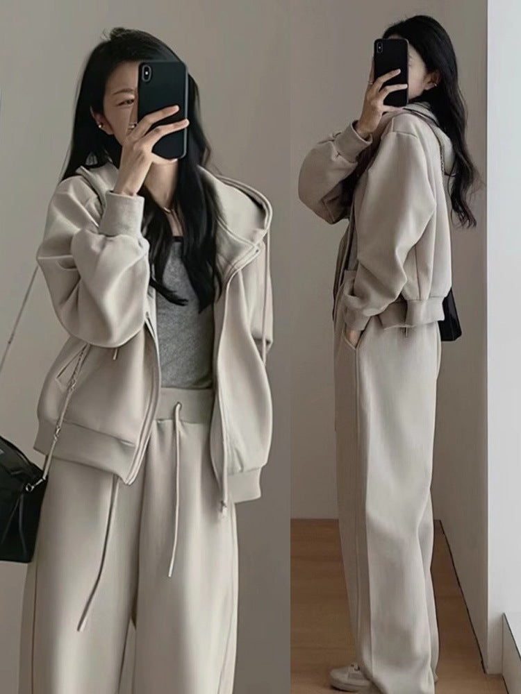 Women's Hooded Sweatshirt and Wide-Leg Pants Set
