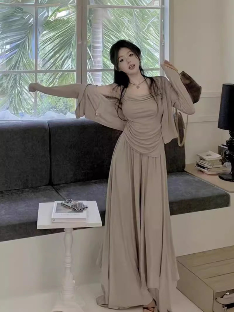 Women's Three-Piece Camisole Cardigan and Wide-Leg Pants Set