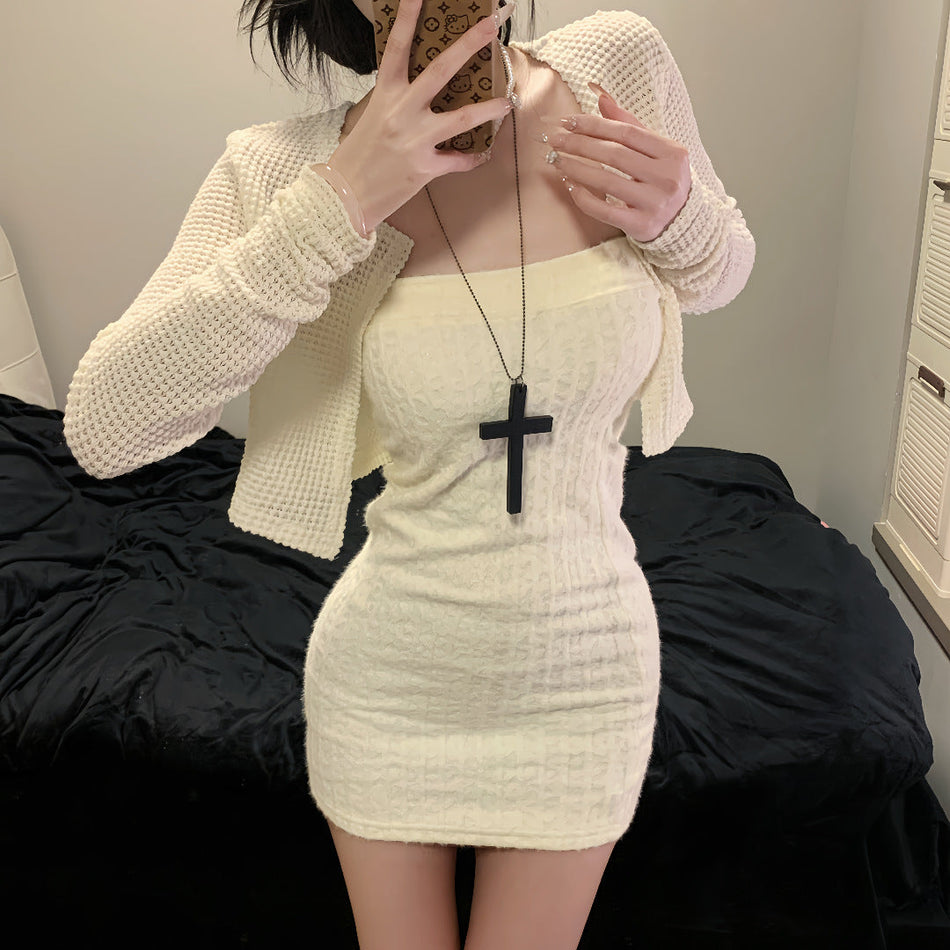 Women's Tube Top Dress and Long Sleeve Set