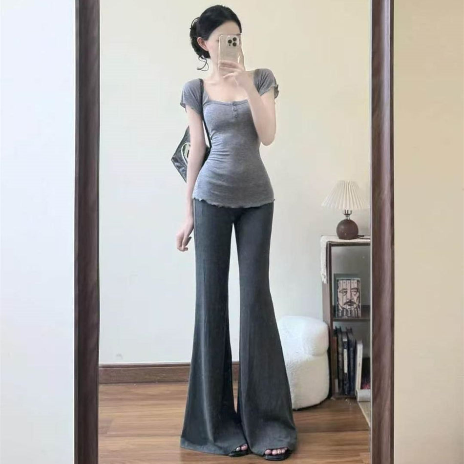 Women's High Waist Wide Leg Pants Two-Piece Set