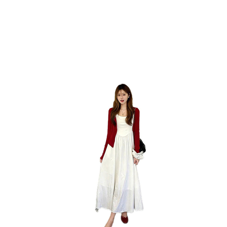 Women's Pure Cotton Spaghetti Strap A-Line Maxi Dress Set