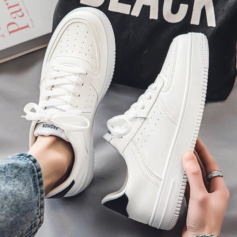 Men's Breathable Thick Sole White Casual Sports Sneakers